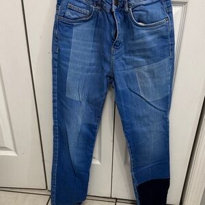 Zara Blue Patchwork Boot Cut Jeans